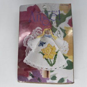 Jonquil #2208 Cross Stitch Kit Clothes Pin ANGEL DOLL Yellow Spring Easter New